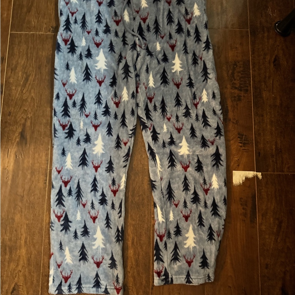 Mens Blue Pajamas with Tree and Deer Print